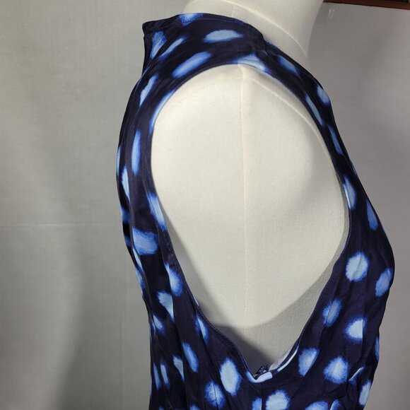 J.Crew Sleeveless Blue Polka Dot Side Slit Sleeveless Maxi Slip Dress Size 6 - Picture 3 of 9